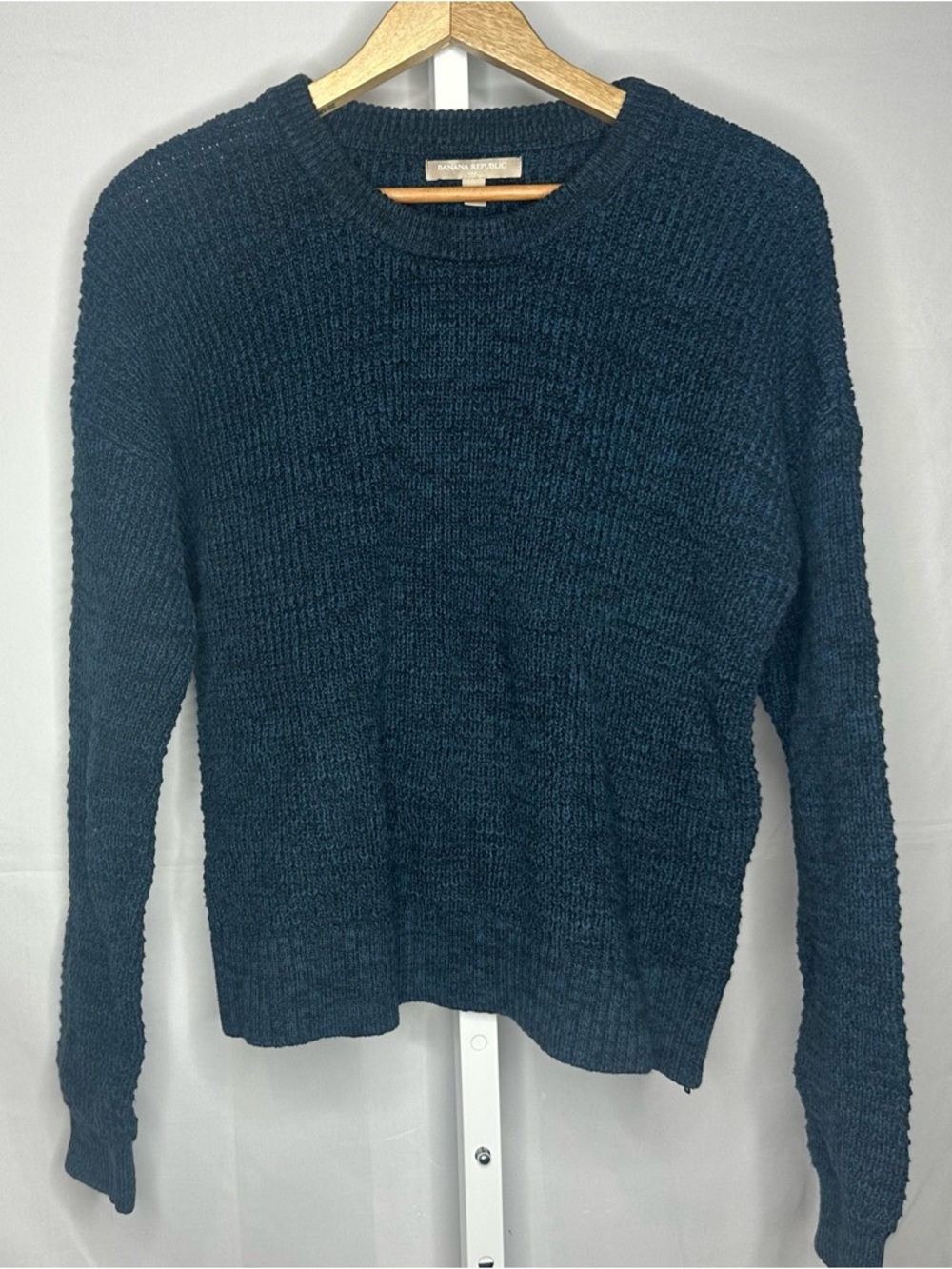 Banana Republic Navy Textured Crewneck Sweater